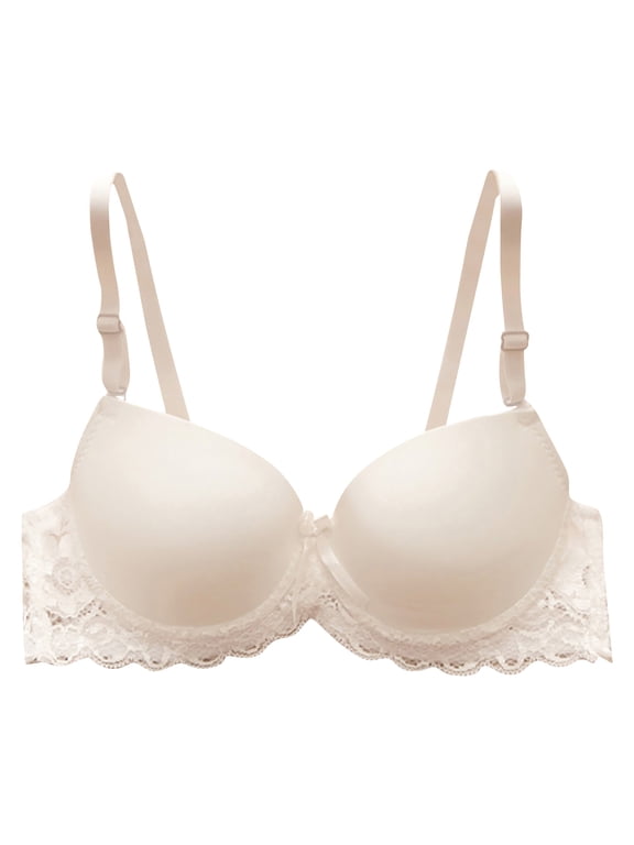 Women's Full Coverage Push Up Bra Padded Bras Wired T-Shirt Bras with Rose Lace Wings Lace Band