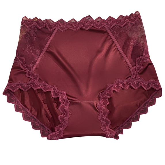 SCSAlgin Women's High Waist Hipster Briefs Smooth Silky Panties Soft Lace Underwear Breathable Underpants