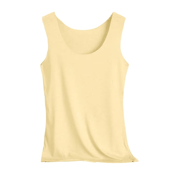 SCSAlgin Women's Ice Silk Seamless Vest Basic Sleeveless O Neck Racer Tank Thin Shirt Yoga Vest Undershirt