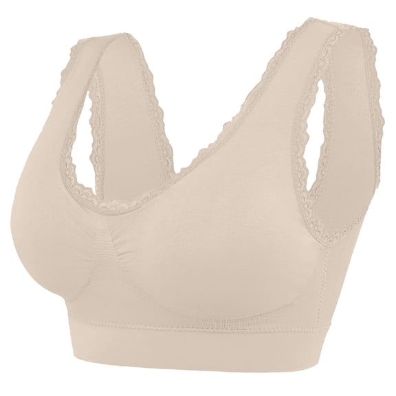SCSAlgin Women's Leisure Sports Sleep Bra Comfort Seamless Stretchy Lace Trim Wirefree