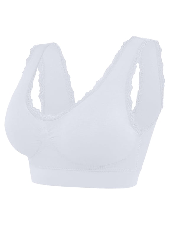 Women's Leisure Sports Sleep Bra Comfort Seamless Stretchy Lace Trim Wirefree