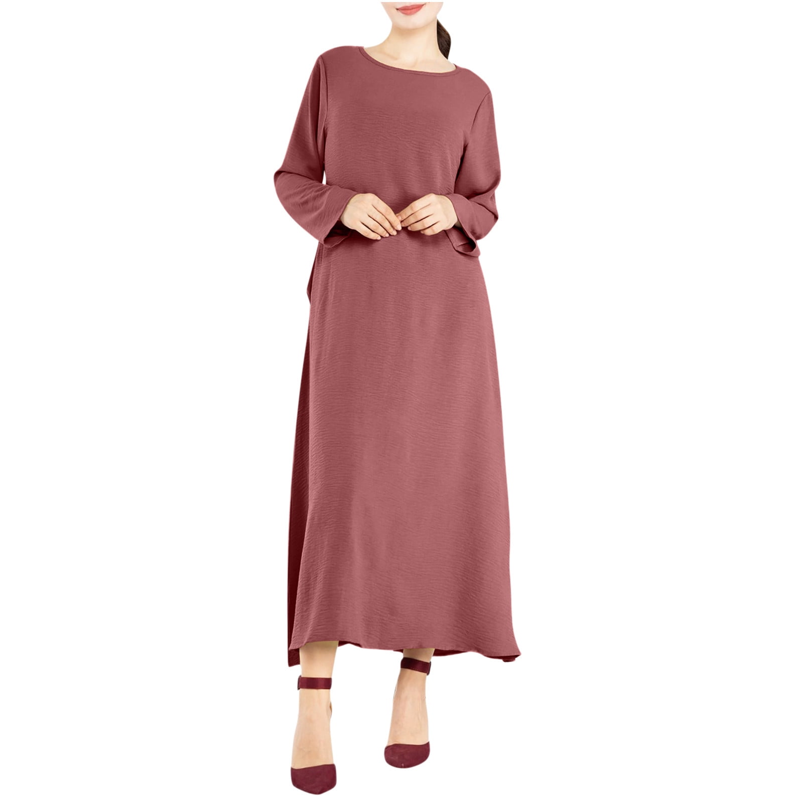 long flowing dresses with sleeves Floral V-Neck Long-Sleeve Dress