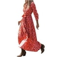 thumbnail image 1 of SCSAlgin Women's Long Sleeve V Neck Button Down Shirt Dress Casual Loose Fashion Prints Dresses Tie Waist Midi Dress, 1 of 7