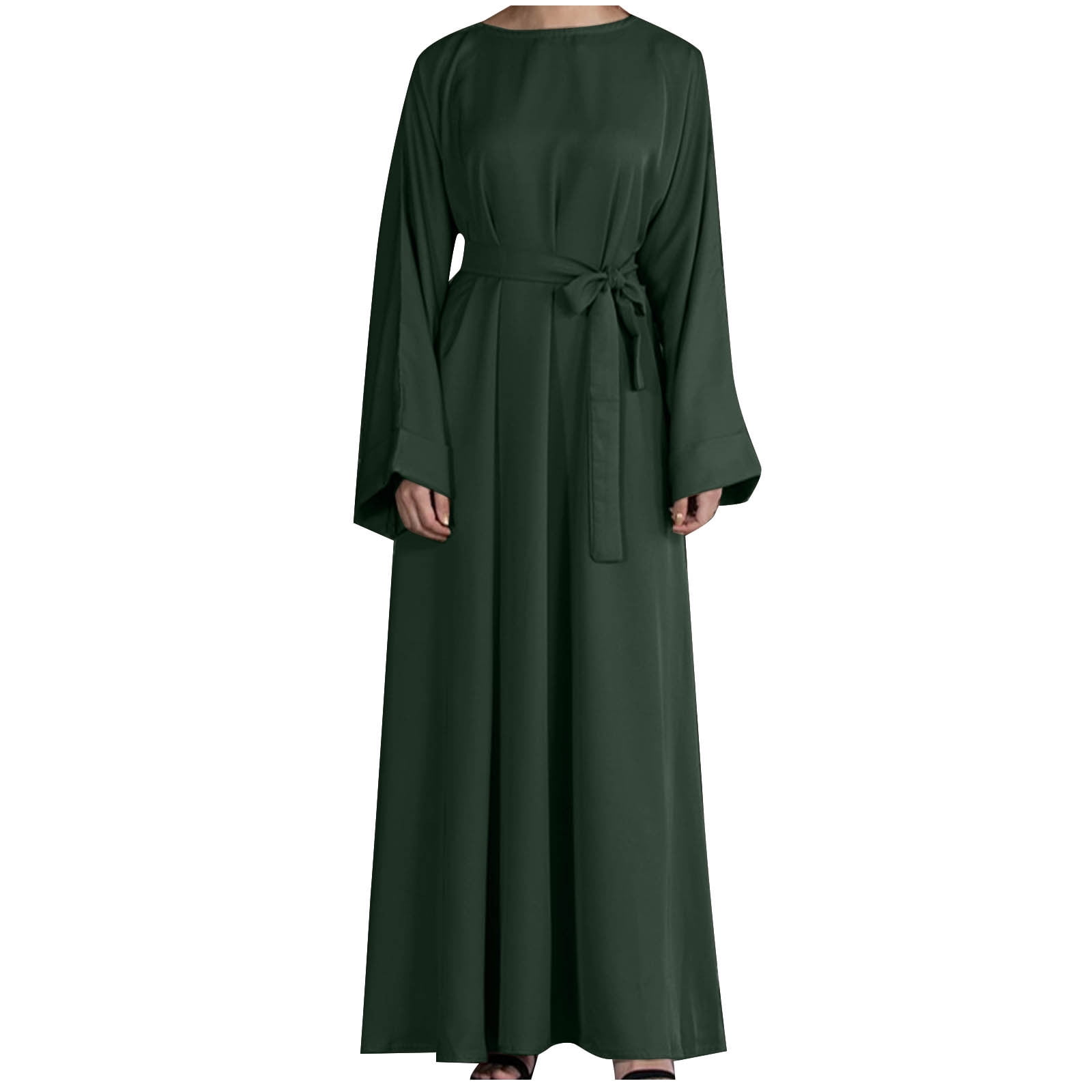 Women's Islamic Abaya Dress – Long Sleeve Embroidered Arabian Robe With Rhinestones
