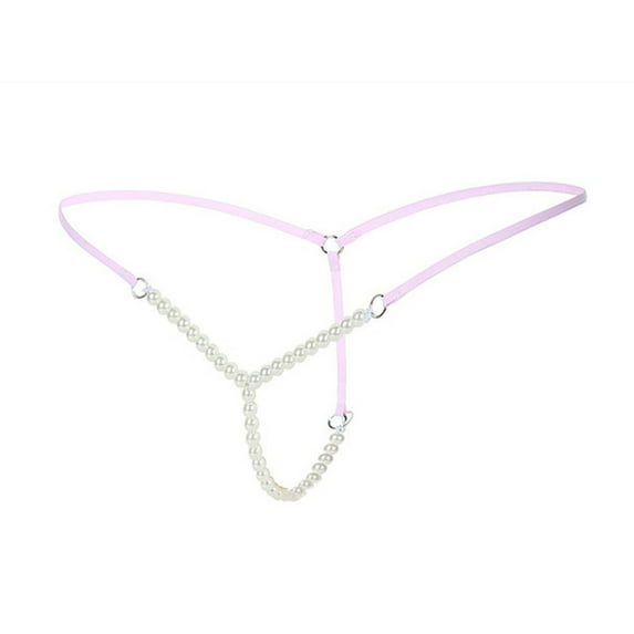 SCSAlgin Women's Pearls G-Strings Low Waist Underpants Bikini Thongs Underwear String Knickers Briefs Panties