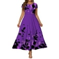 thumbnail image 1 of SCSAlgin Women's Plus Size Elegant Floral Print Dress Short Sleeve Round Neck Maxi Dresses, 1 of 5