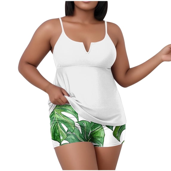 SCSAlgin Women's Plus Size Tankini Swimsuits 2 Piece Swimsuit Tummy Control Modest Bathing Suits