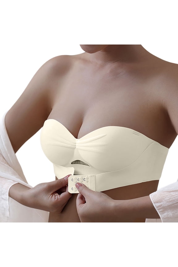 Women's Push Up Strapless Bras Seamless Gathering Front Closure Beauty Back Wireless Bras Comfortable Underwea