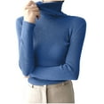 thumbnail image 1 of SCSAlgin Women's Ribbed Turtleneck Sweater Long Sleeve Knitted Solid Basic Great Stretchy Slim Fit Tops, 1 of 4