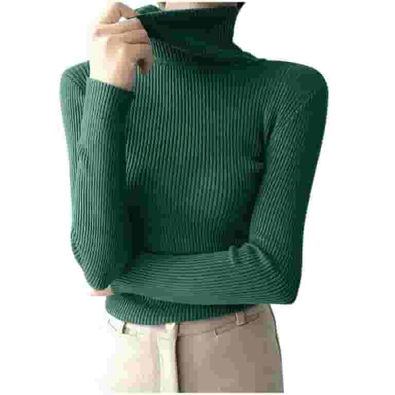 ニット・セーター HUECLOSET Turtle Neck Arm Warmer Knit SE269 SCSAlgin Women's Ribbed Turtleneck Sweater Long Sleeve