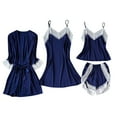 thumbnail image 1 of SCSAlgin Women's Sexy Lace Pajama Set Lace Edge Nightdress Gowns Cami Shorts Sleepwear Soft Loungewear Set 4 Piece, 1 of 3