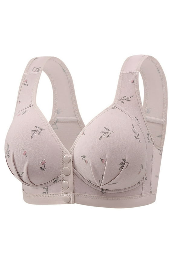 Women's Solid Color Steel Ring Oversized Gathering Underwear Daily Bra