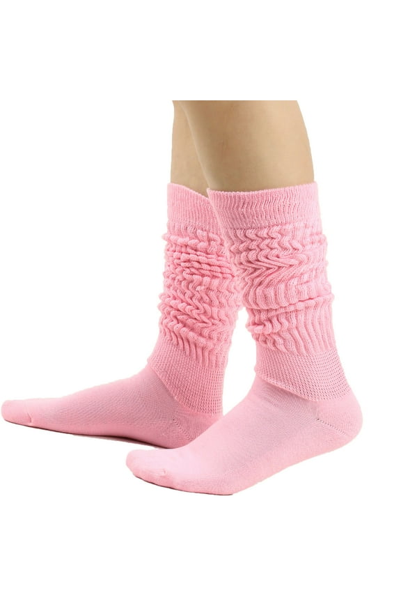 Women's Solid Color Warm Stockings From The 1980s To 1990s, Super Long Tight Knit Pile Socks