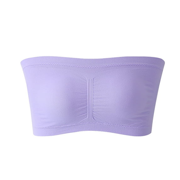 SCSAlgin Women's Strapless Seamless Bandeau Stretchy Removable-Padded Bras Comfy Color Bandeau Tube Top Bra