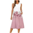 thumbnail image 1 of SCSAlgin Women's Summer Tank Midi Dress with Pockets Floral Sleeveless A-Line Casual Loose Dresses Beach Sundress 2025, 1 of 5