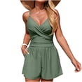 thumbnail image 1 of SCSAlgin Women's Tankini Swimsuits Tummy Control Ruched Two Piece Bathing Suit V Neck Wrap Tie Back Swimwear with Shorts, 1 of 4