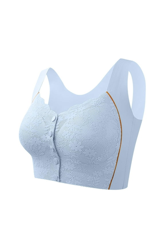 Women's Wireless Convenient Front Close Cotton Bra Push Up Everyday Comfort Full Figure Bras for Elderly