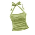 thumbnail image 1 of SCSAlgin Women's Y2k Halter Tops Open Back Ruched Tie Back Sleeveless Summer Going Out Cami Tops, 1 of 5