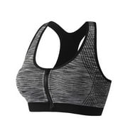 SCSAlgin Women's Zip Front Closure Padded Sports Bra Wireless Comfy Bra Racerback Yoga Sports Bras with Removable Cups