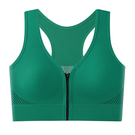 SCSAlgin Women's Zip Front Sports Bra Seamless Wirefree Post Surgery Bra Padded Sports Bras Yoga Bra