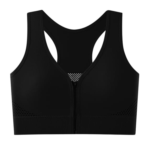 SCSAlgin Women's Zip Front Sports Bra Seamless Wirefree Post Surgery Bra Padded Sports Bras Yoga Bra