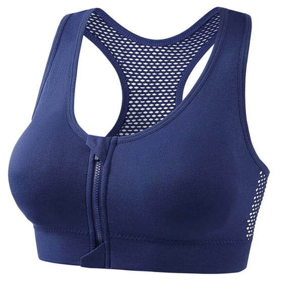 SCSAlgin Women's Zip Front Sports Bra Wireless Post-Surgery Yoga Bras