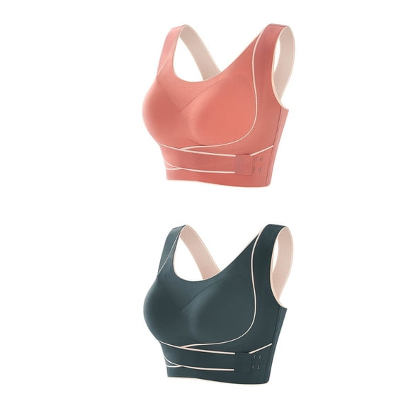SCSAlgin Womens 2 Pack Wireless Bras No Underwire Posture Corrector Bra Push up Seamless Comfy Support Everyday Bras