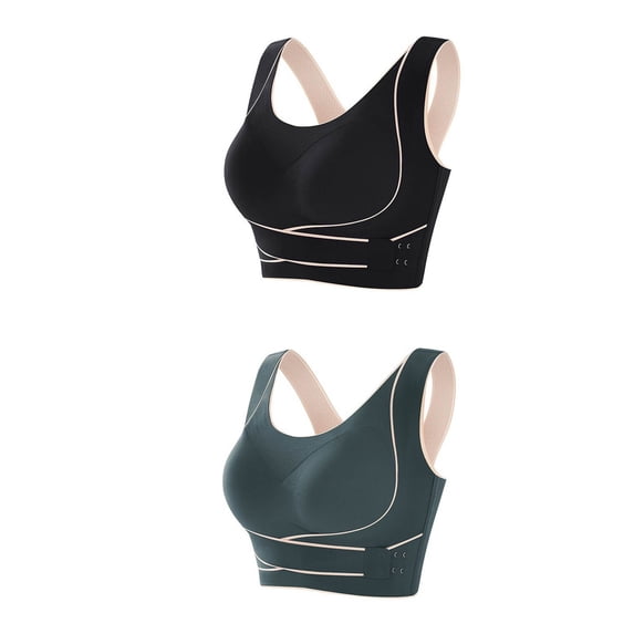 SCSAlgin Womens 2 Pack Wireless Bras No Underwire Posture Corrector Bra Push up Seamless Comfy Support Everyday Bras