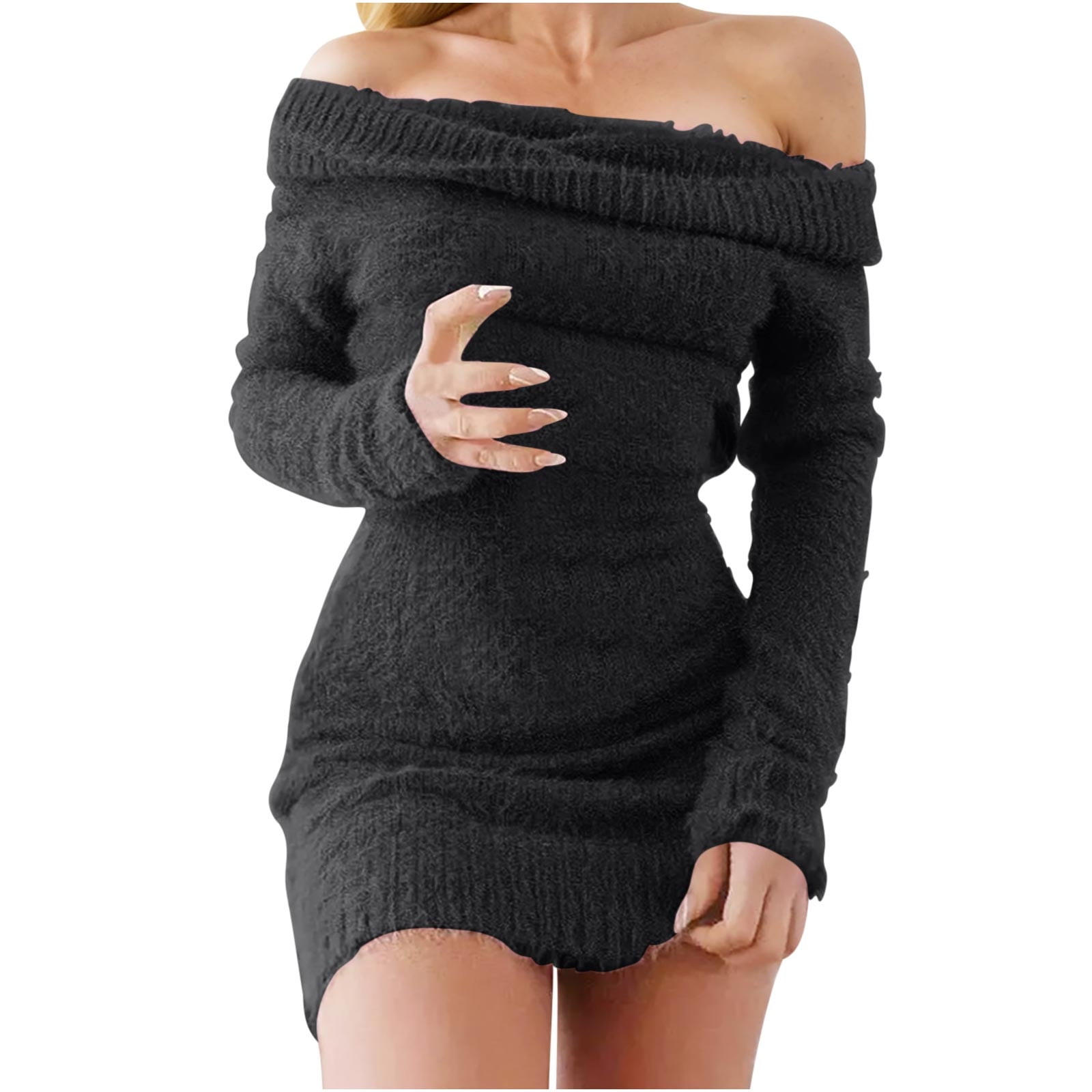 SCSAlgin Womens 2024 Fall Winter Off Shoulder Sexy Bodycon Sweater ...