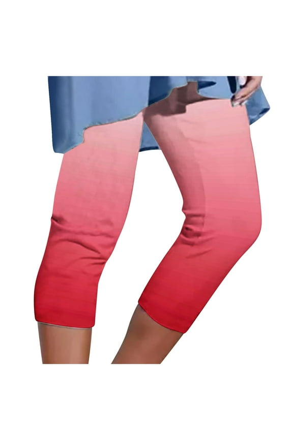 Womens Athletic Cropped Pants Fashion Printed Casual Elastic Waist Beach Pants