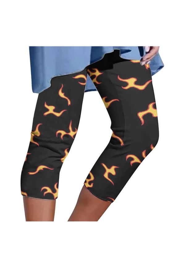 Womens Athletic Cropped Pants Fashion Printed Casual Elastic Waist Beach Pants
