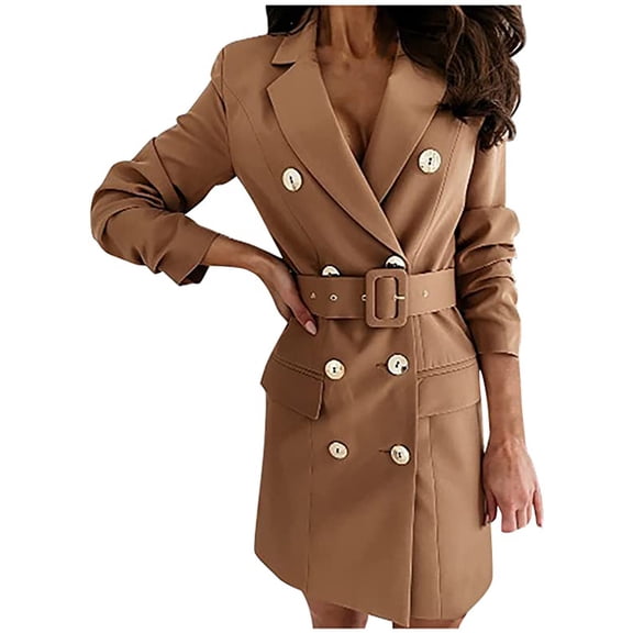 SCSAlgin Womens Business Work Suit Set Sexy V Neck Slim Office Suit Dress Blazer Double-Breasted Fall Elegant Lady Meeting Set