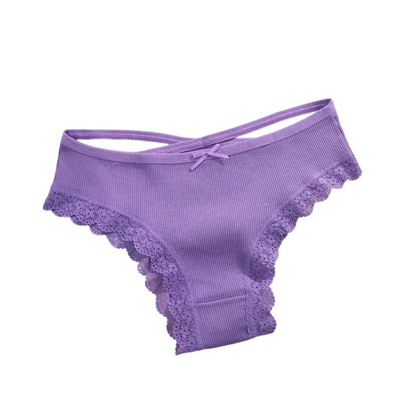 SCSAlgin Womens Cotton Brazilian briefs Multipack Lace knickers Delicate Lace Trimmed