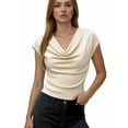 thumbnail image 1 of SCSAlgin Womens Fashion Cowl Neck Ribbed Knit Top for Women Dressy 1/4 Sleeve Shirt Summer Top 2026, 1 of 4