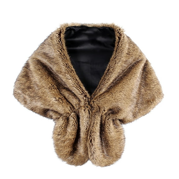 SCSAlgin Womens Faux Fur Collar Shawl Faux Fur Scarf Wrap Evening Cape for Winter Coat