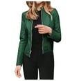 thumbnail image 1 of SCSAlgin Womens Faux Fur Leather Jackets Zip Up Motorcyle Short Outwear Fashion Lightweight Leather Cropped Coats, 1 of 7
