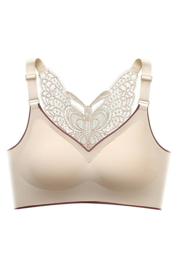 Womens Large Size Butterfly Beauty Back Wrap Breast Latex No Steel Ring Ice Silk Sports Bra Gathering Underwear