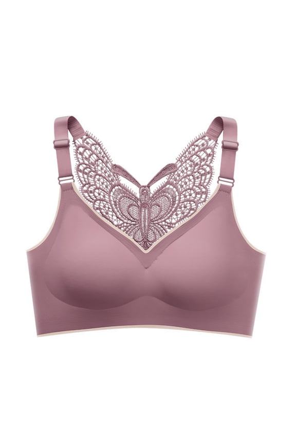 Womens Large Size Butterfly Beauty Back Wrap Breast Latex No Steel Ring Ice Silk Sports Bra Gathering Underwear
