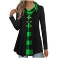 thumbnail image 1 of SCSAlgin Womens Long Sleeve Cowl Neck Warm Splicing Tunic Tops with Buttons, 1 of 5
