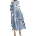 thumbnail image 1 of SCSAlgin Womens Plus Size Floral Print Dress Casual Long Sleeve Empire Waist Dresses Loose Swing Midi Dress with Pockets, 1 of 6