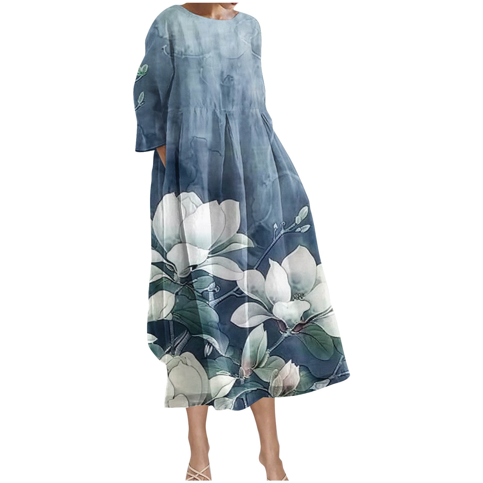 Women's Plus Size Casual Dress Swing Dress A Line Dress Floral Long Dress