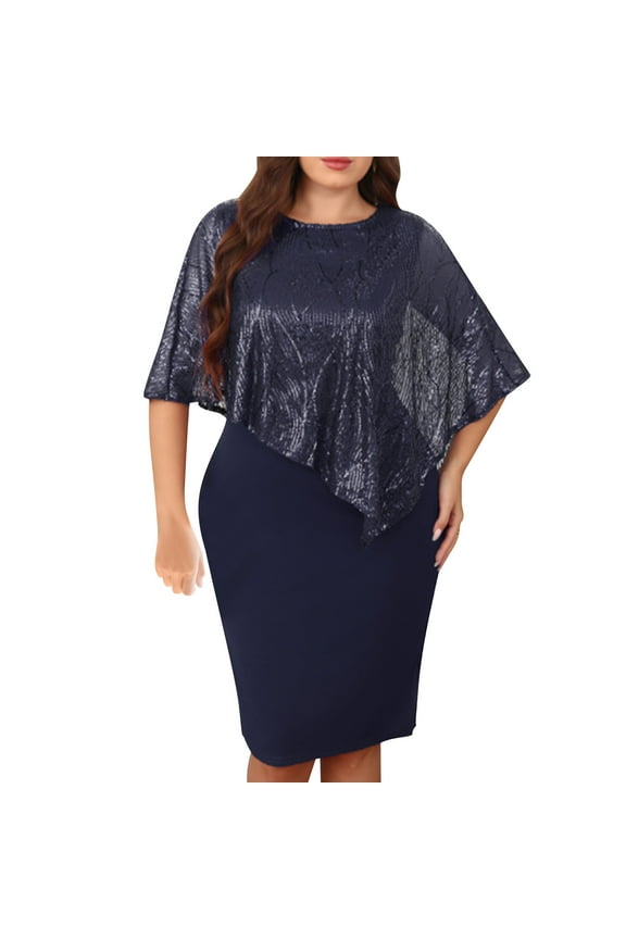 Womens Plus Size Sequin Party Dress 2 Piece Cocktail Formal Dress with Jacket Mother of The Bride Dress Sets