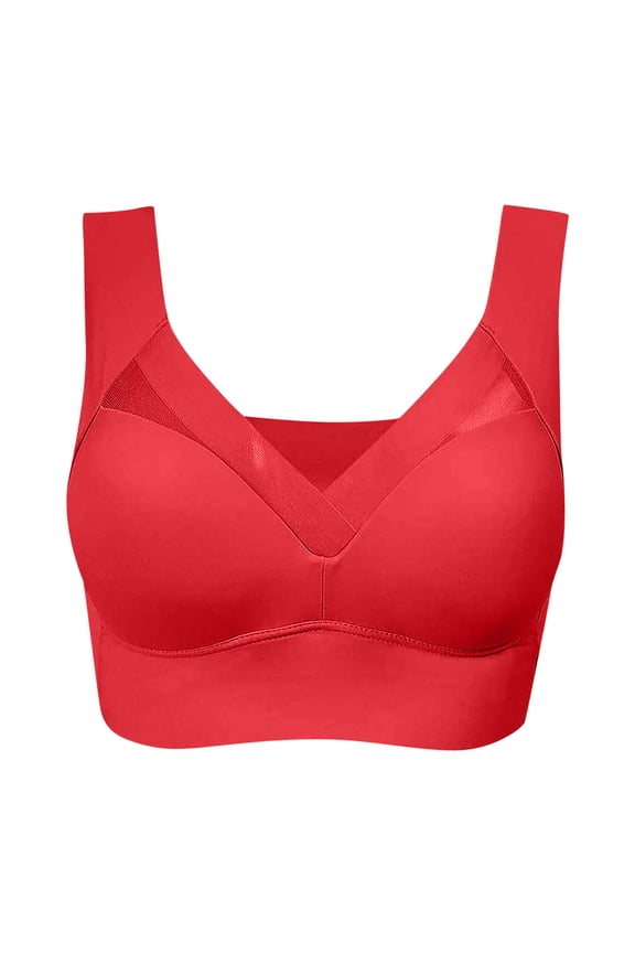 Womens Seamless Bra Deep Cup Full Back Coverage Hides Back Fat Comfort Wirefree Bra Sleep Yoga Bralette Stretch Bras