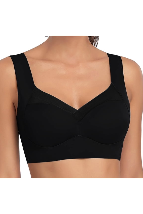 Womens Seamless Bra Deep Cup Full Back Coverage Hides Back Fat Comfort Wirefree Bra Sleep Yoga Bralette Stretch Bras