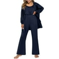 thumbnail image 1 of SCSAlgin Womens Silk 3 Piece Pajamas Satin Camisole Loungewear Set Button Cardigan With Loose Pants, 1 of 7