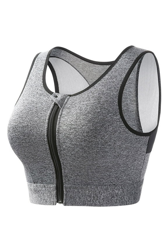 Womens Sports Bras High Impact Zip Front Sports Bra High Support Large Bust for Workout Running