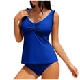 thumbnail image 1 of SCSAlgin Womens Tankini Bathing Suit Modest Two Piece Swimsuit Ruffle V Neck Swim Tank Top with High Waisted Bottom, 1 of 7