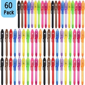 SCStyle Invisible Ink Pen 60Pcs Latest Spy Pen with UV Light Magic Spy Marker Kid Pens for Secret Birthday Message Party,Writing Secret Information Easter Day Halloween Christmas Party Bag Gift
