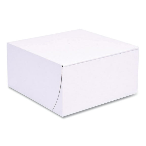 8 in. x 8 in. x 4 in. Standard Paper One-Piece Non-Window Bakery Boxes - White (250/Bundle)