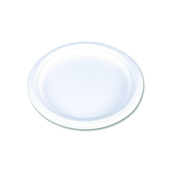 ChampWare Molded Fiber Tableware, Molded Fiber Plate, 10" dia, White, 125 Plates/Sleeve, 4 Sleeves/Carton